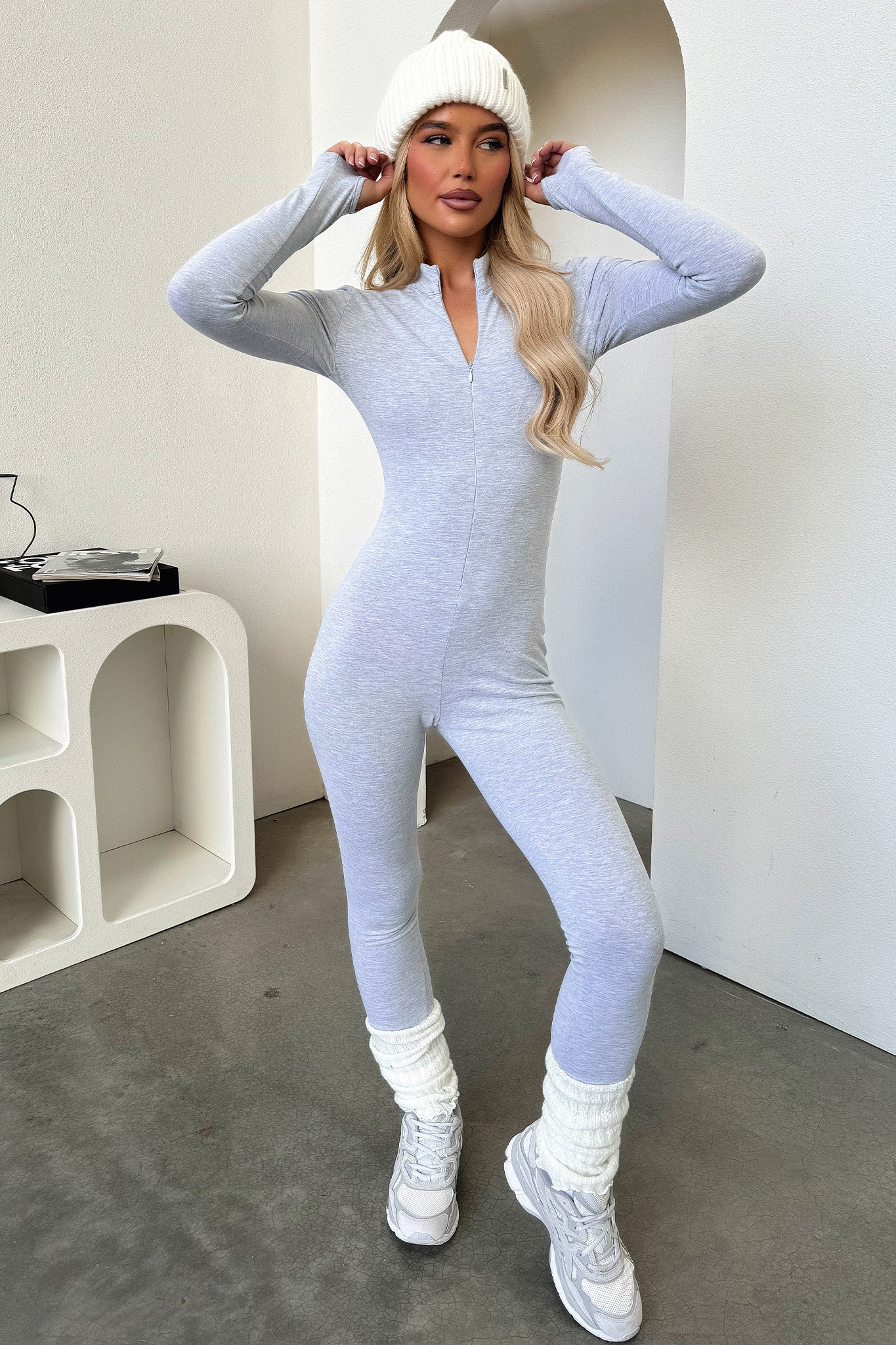 Tammy Long Sleeve Jumpsuit - Grey - Image 3