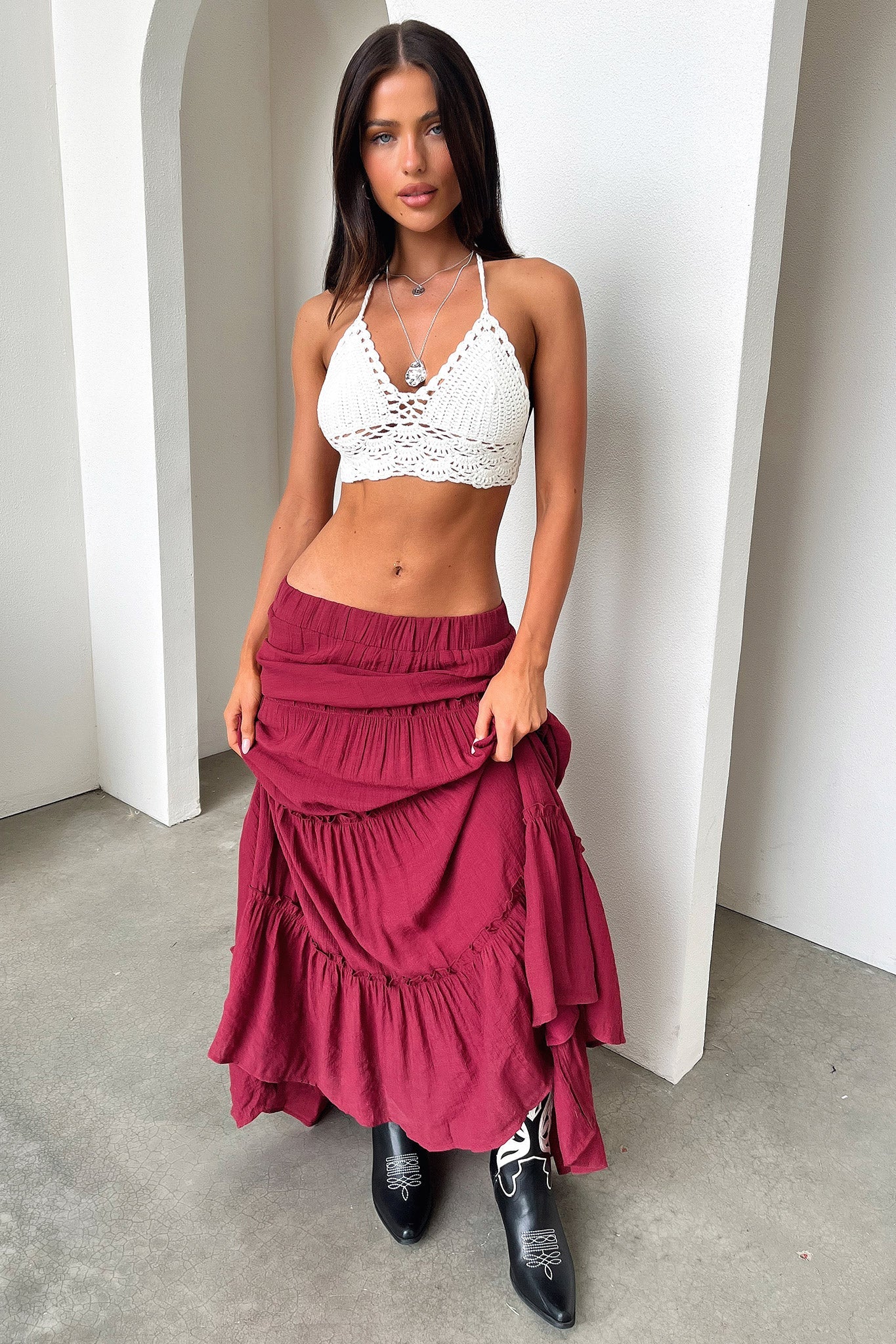 Valetta Crochet Halter Crop - White - Image 4