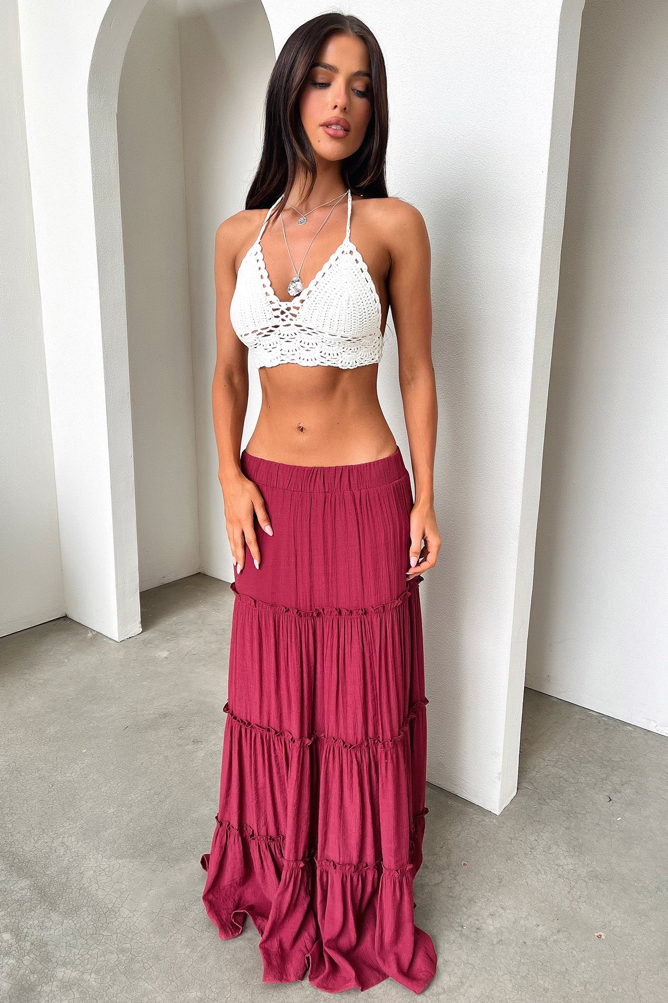 Valetta Crochet Halter Crop - White - Image 7