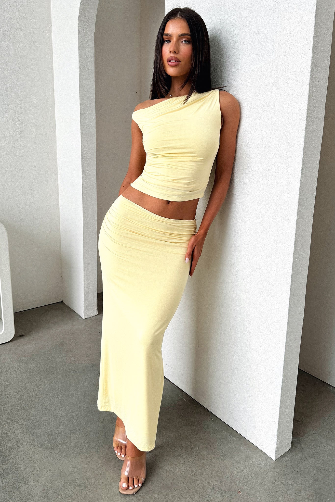 Vamika Off Shoulder Ruched Top - Yellow - Image 4