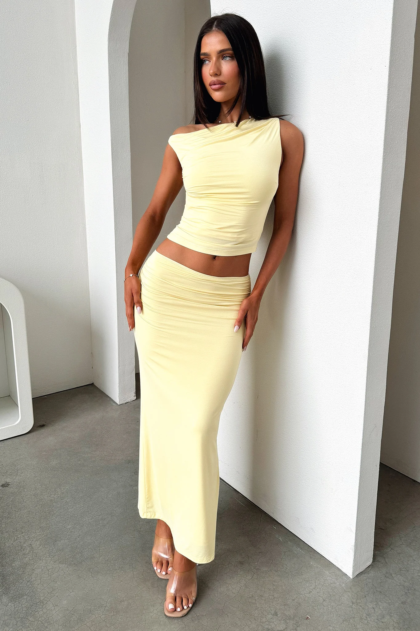 Vamika Off Shoulder Ruched Top - Yellow - Image 7