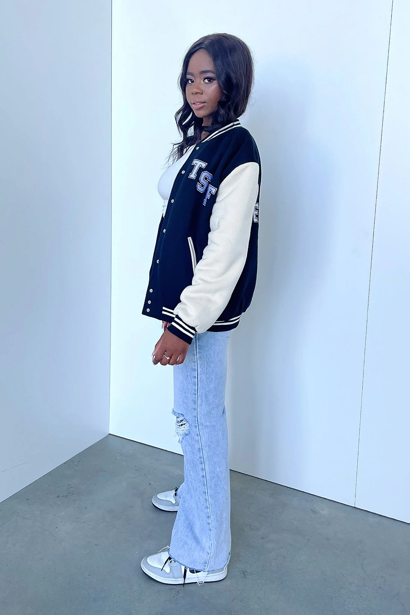 Varsity Jacket - Black/Beige - Image 9