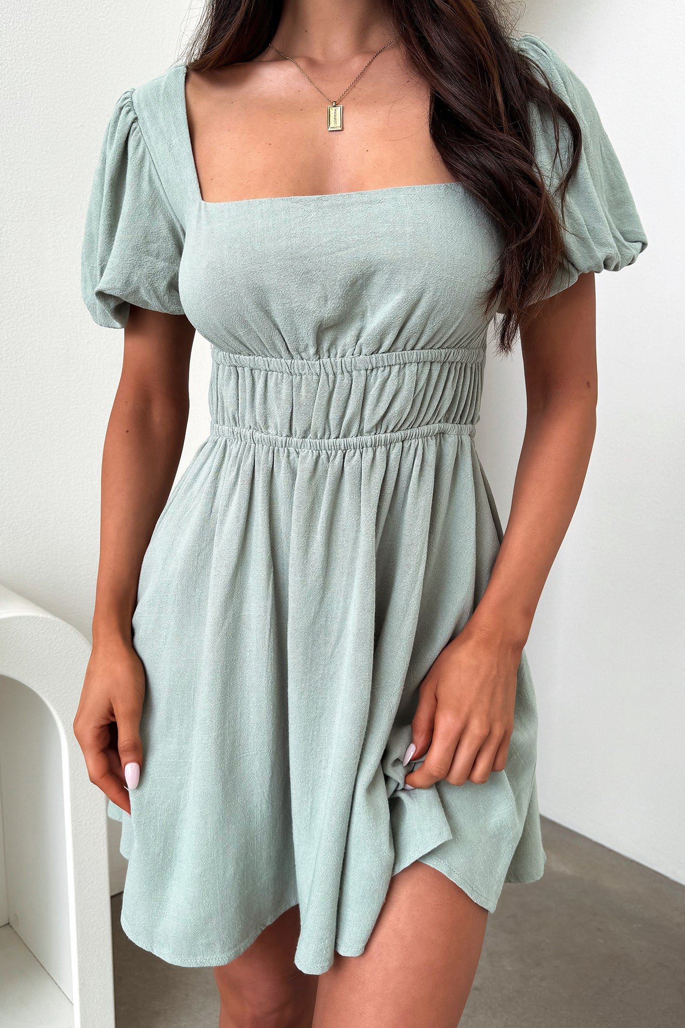 Whitney Mini Dress - Sage - Image 3