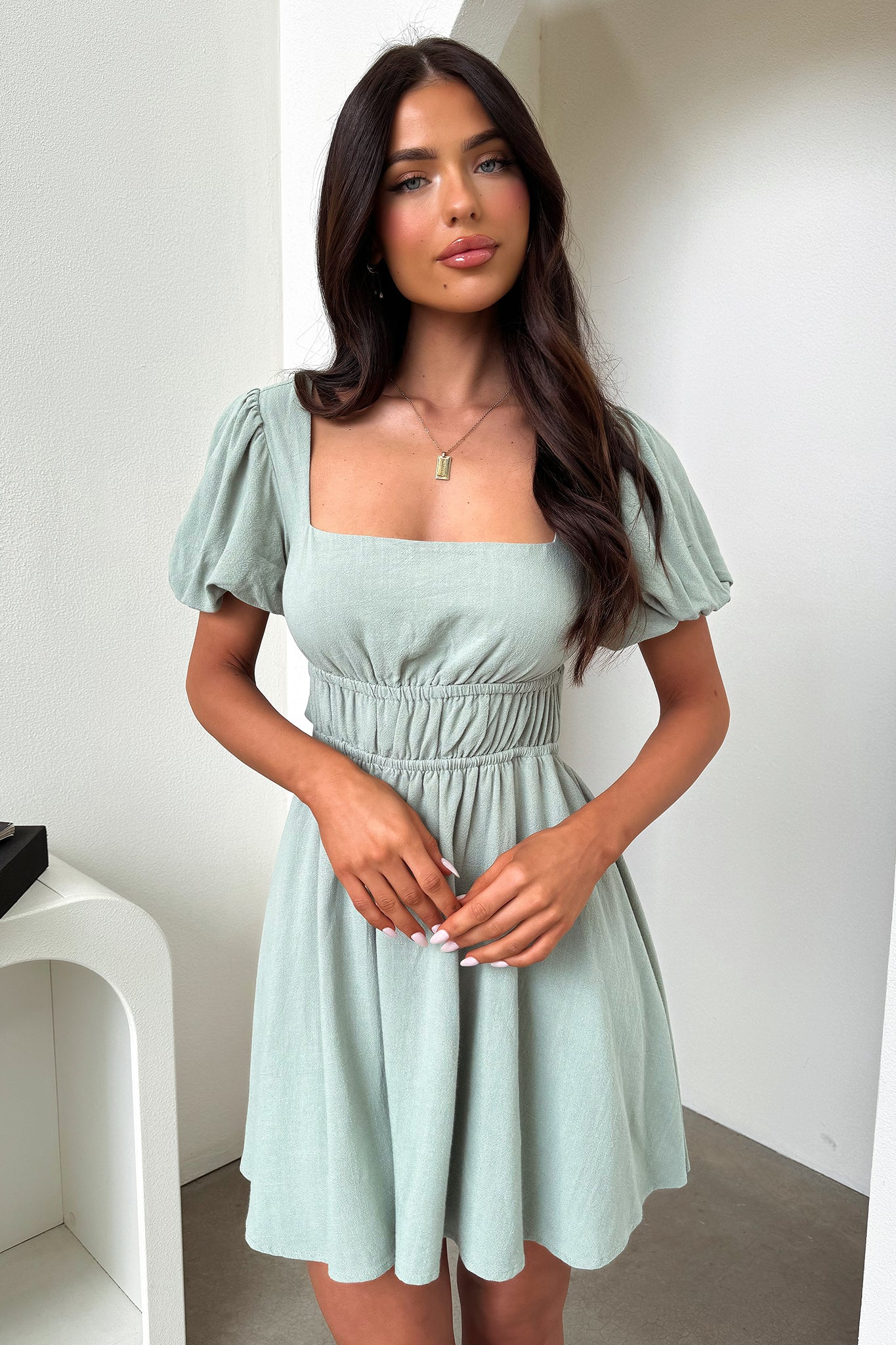 Whitney Mini Dress - Sage - Image 7
