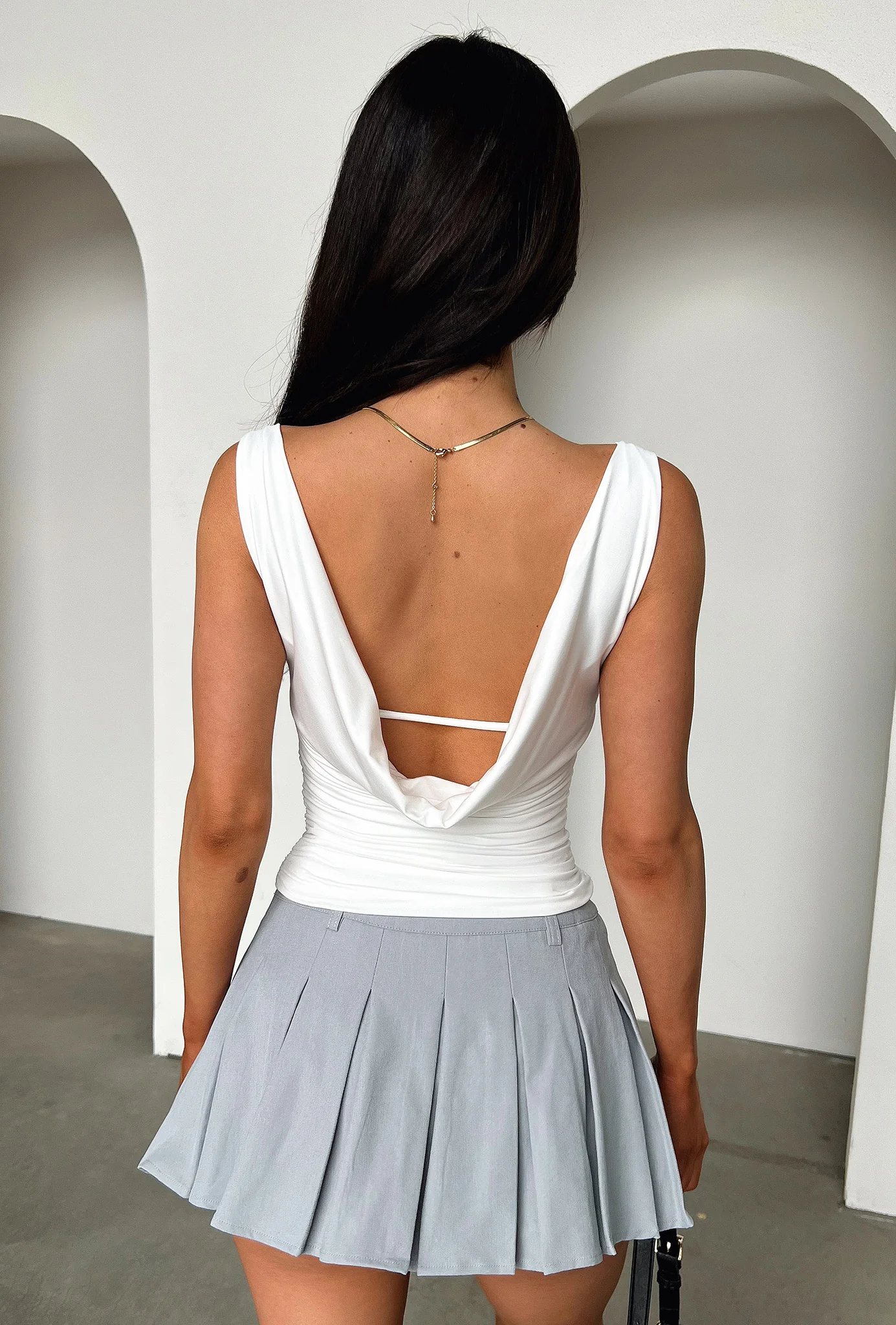 Wren Pleated Mini Skirt - Grey - Image 7