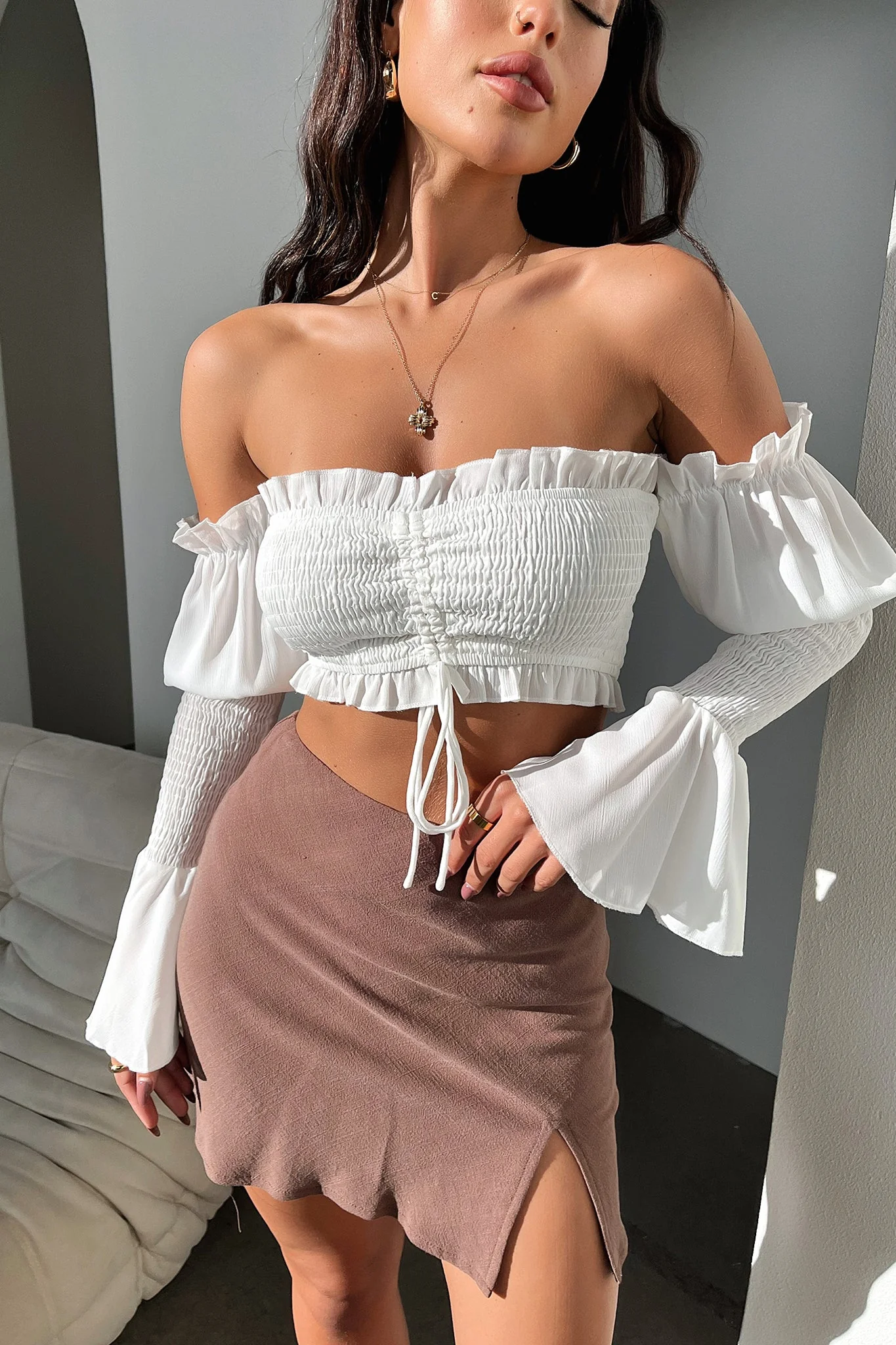 Zara Mini Skirt - Brown - Image 2